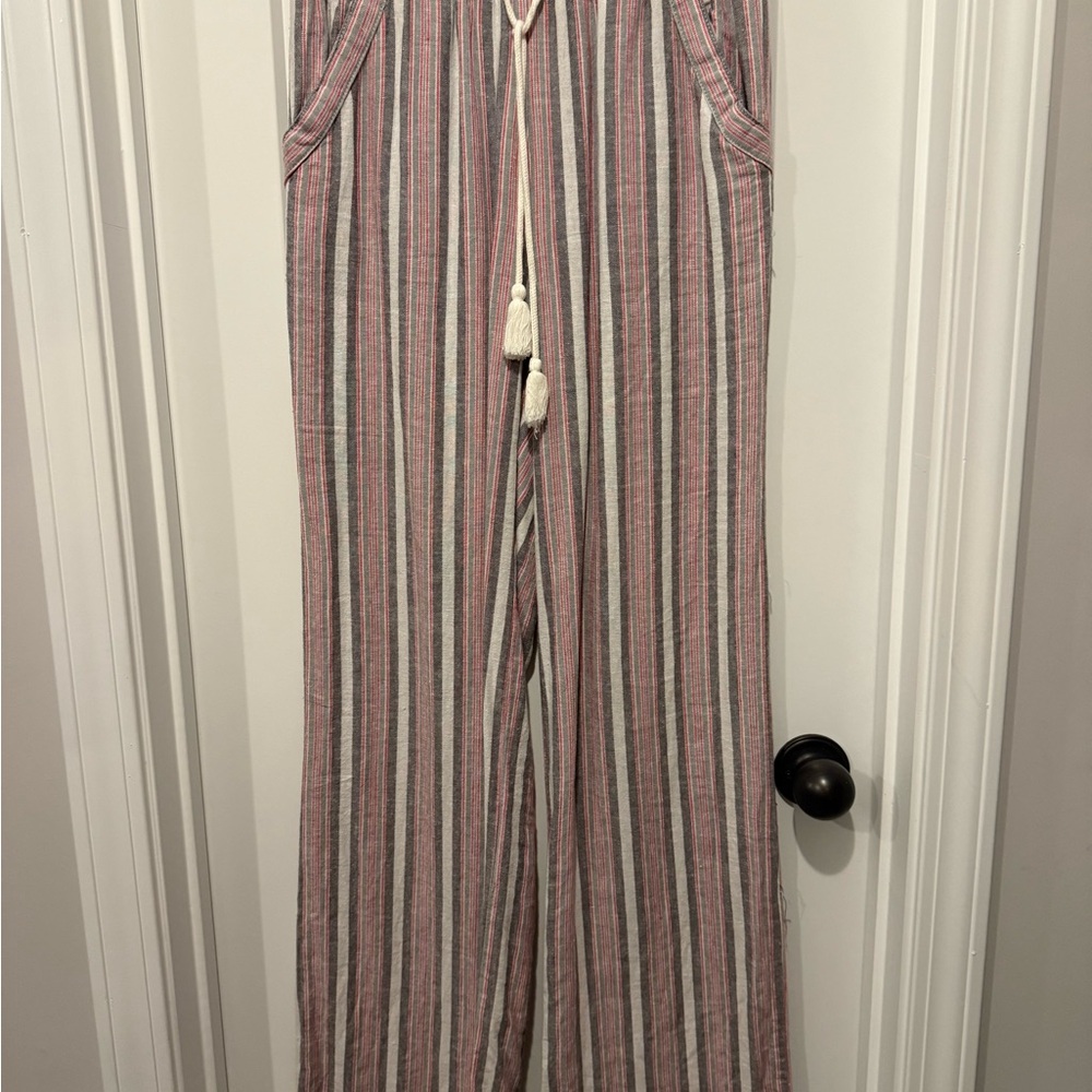 Rewind Red and White Striped Wide Leg Linen Pants